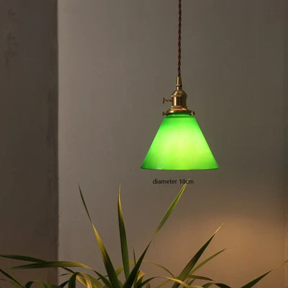 ™ Green Glass LED Pendant Light for Home, Restaurant, Bar, and Loft Style Decor.