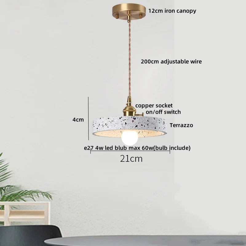 DecorBites™ Black Terrazzo LED Pendant Lamp for Dining Living Room Staircase