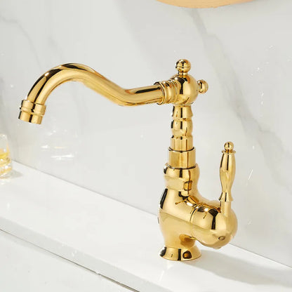 ™ Gold Basin Faucet Single Handle Bathroom Sink Tap Hot Cold Mixer Tap