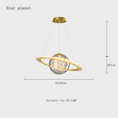 DecorBites™ LED Acrylic Planet Pendant Light: Children Room Star Chandeliers for Living Room Bedroom