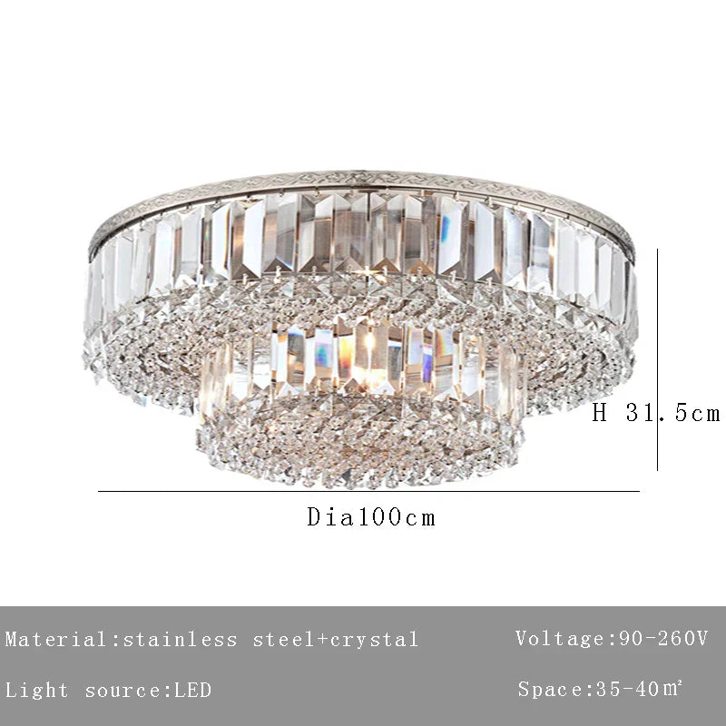 ™ Large Crystal Chandelier Chrome Hanging Lamp for Dining Room Decor