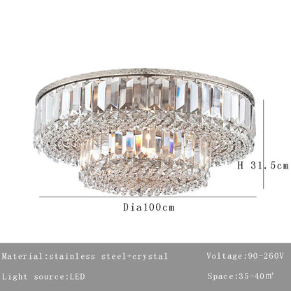 ™ Large Crystal Chandelier Chrome Hanging Lamp for Dining Room Decor