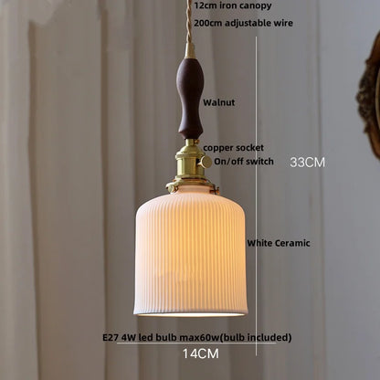 DecorBites™ Ceramic LED Pendant Lamp, Modern Nordic Design, Adjustable 2m Wire, White Finish