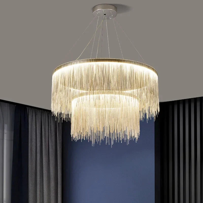 DecorBites™ LED Tassel Chandeliers | Waterfall Hanging Pendant Light | Modern Art Decor Lighting