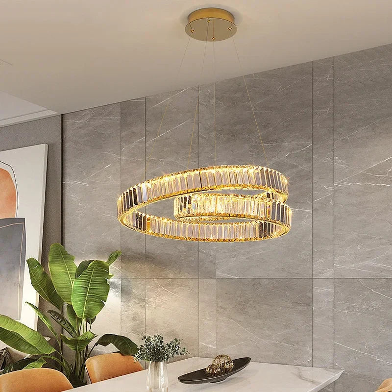 DecorBites™ Crystal LED Pendant Lights: Modern Luxury Chandelier for Living and Dining Rooms
