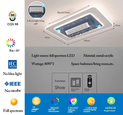 DecorBites™ LED Bladeless Ceiling Fan Dimmable Remote Modern Indoor Lightingusc