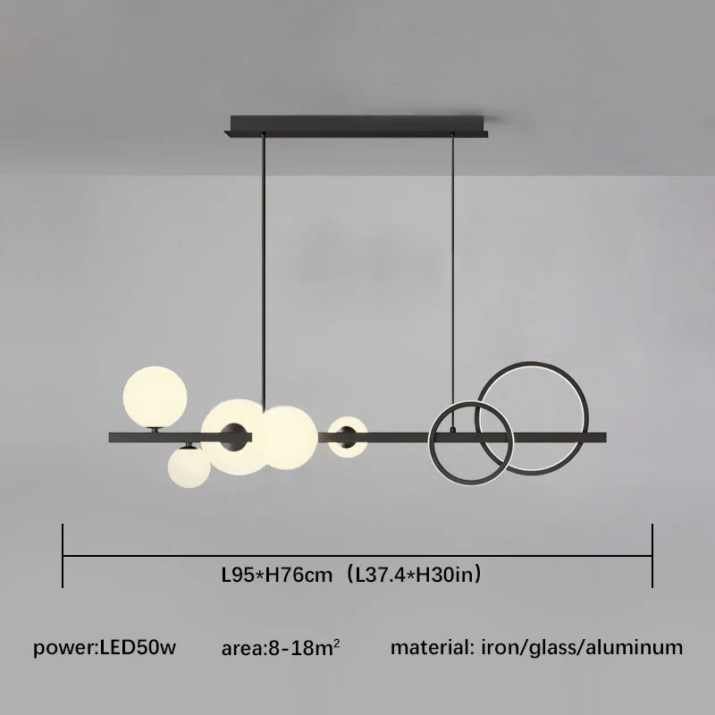 DecorBites™ Glass Ball Pendant Chandelier: Scandinavian LED Light for Kitchen Dining Table
