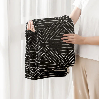 ™ Knitted Triangular Pattern Thin Blanket for Cozy Versatile Living Room Cover