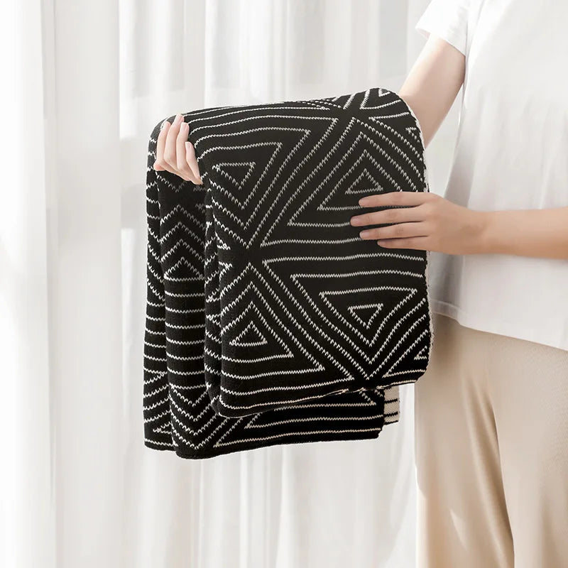 ™ Knitted Triangular Pattern Thin Blanket for Cozy Versatile Living Room Cover
