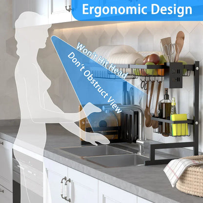 DecorBites™ 2-Layer Over Sink Dish Drying Rack & Utensil Holder Organizer