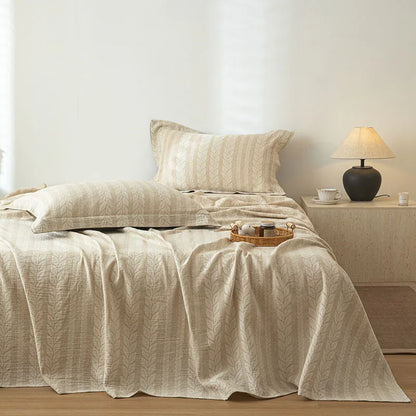 DecorBites™ Cotton & Linen Bed Sheet Set: Luxury, Skin-Friendly, All Seasons, Queen & King Sizes