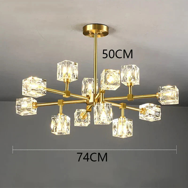 DecorBites™ Crystal Chandelier: Luxury Living Room & Bedroom Pendant Light