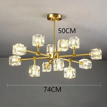 DecorBites™ Crystal Chandelier: Luxury Living Room & Bedroom Pendant Light