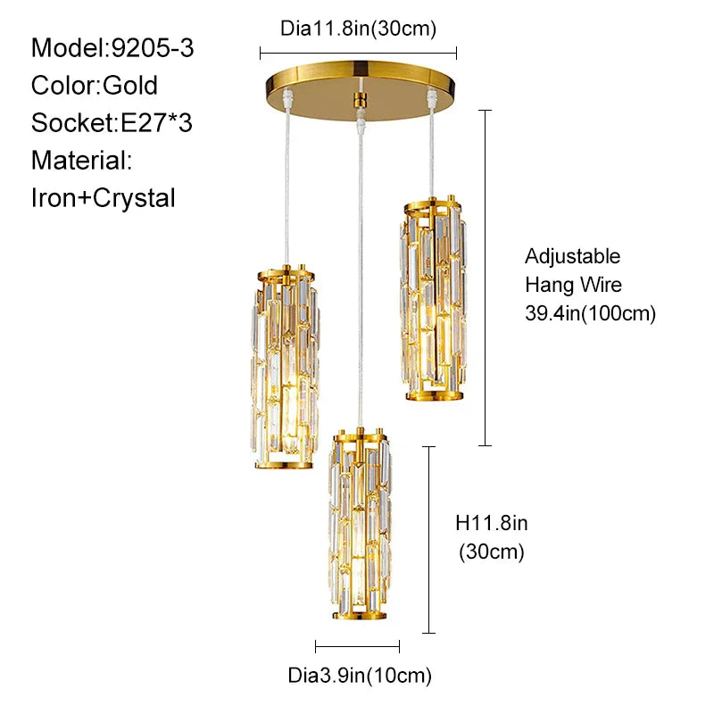 ™ Gold Crystal Chandelier: Elegant Dining Room Pendant Lighting