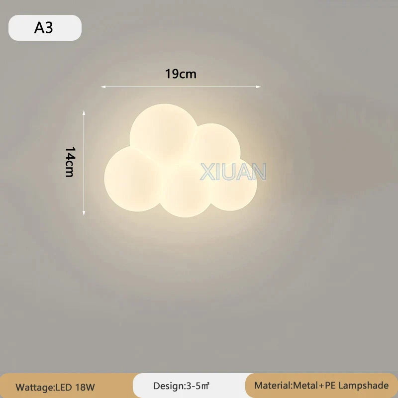 DecorBites™ Cloud Cartoon Wall Lamp for Nursery Room, Kids Bedroom, Cute Animal Sconce