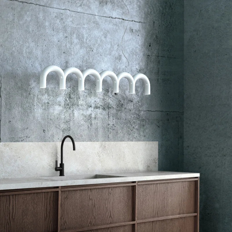 DecorBites™ Blue Metal Arch Chandelier Pendant Light - Modern Design for Home Décor