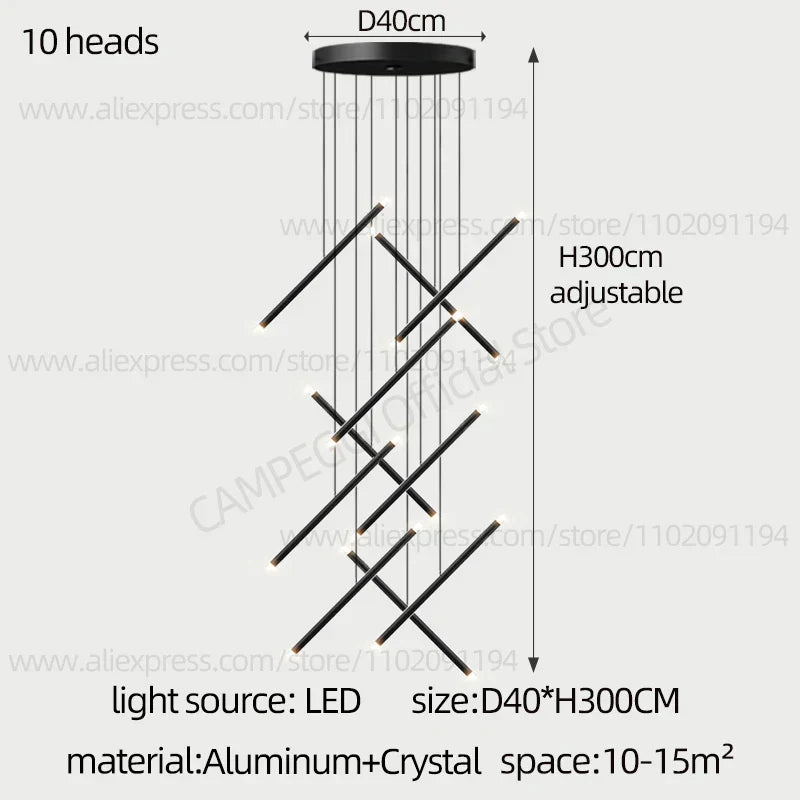DecorBites™ LED Staircase Pendant Chandelier, Modern Nordic Restaurant Hanging Light