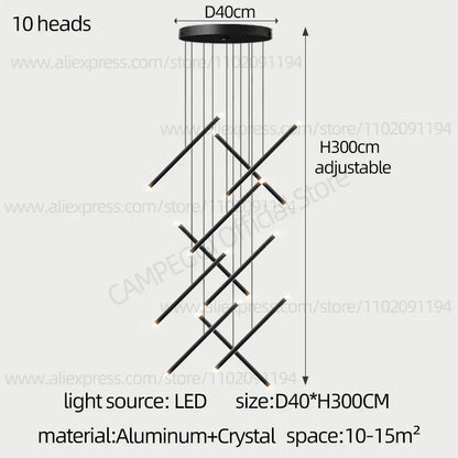 DecorBites™ LED Staircase Pendant Chandelier, Modern Nordic Restaurant Hanging Light