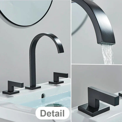 DecorBites™ Crystal Handle Gold Bathroom Basin Faucet Three Hole Mixer for Bathtub