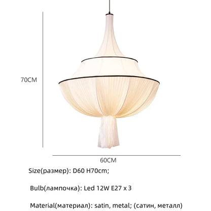 DecorBites™ Creamy E27 Foyer Chandelier: French-Inspired LED Pendant Lights for Bedroom, Art Decor Lampara