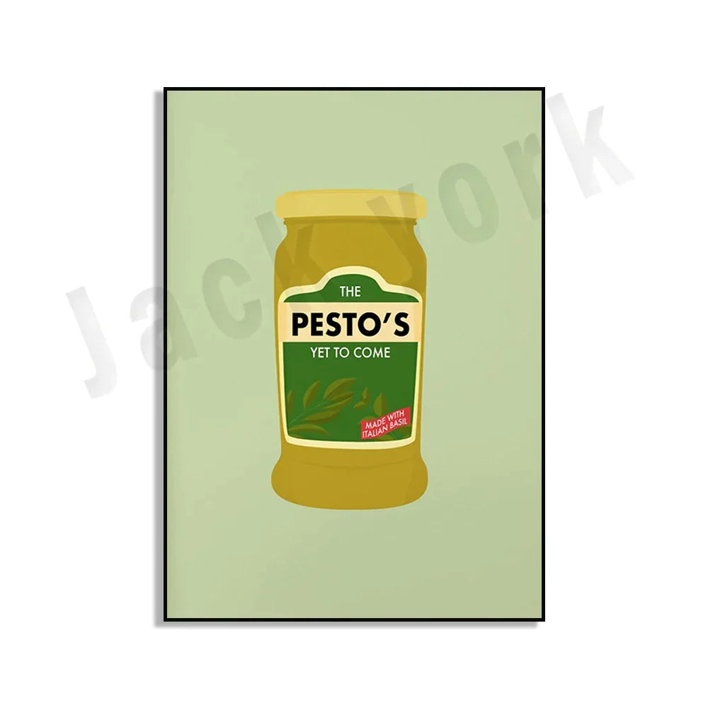 DecorBites™ Blue Cool Beans Pesto Pasta Food Art Poster Soy Pun