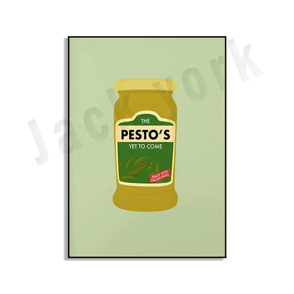 DecorBites™ Blue Cool Beans Pesto Pasta Food Art Poster Soy Pun