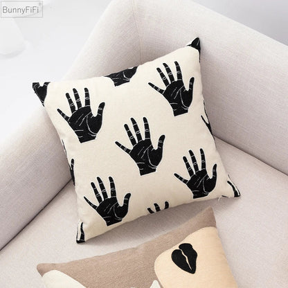 DecorBites™ Abstract Beige Coffee Brown Knot Cushion Cover | Handmade Neutral Art for Sofa Bed