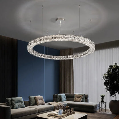 DecorBites™ Crystal LED Chandelier: Modern Luxury Chrome Steel & Clear K9 Crystal Lighting