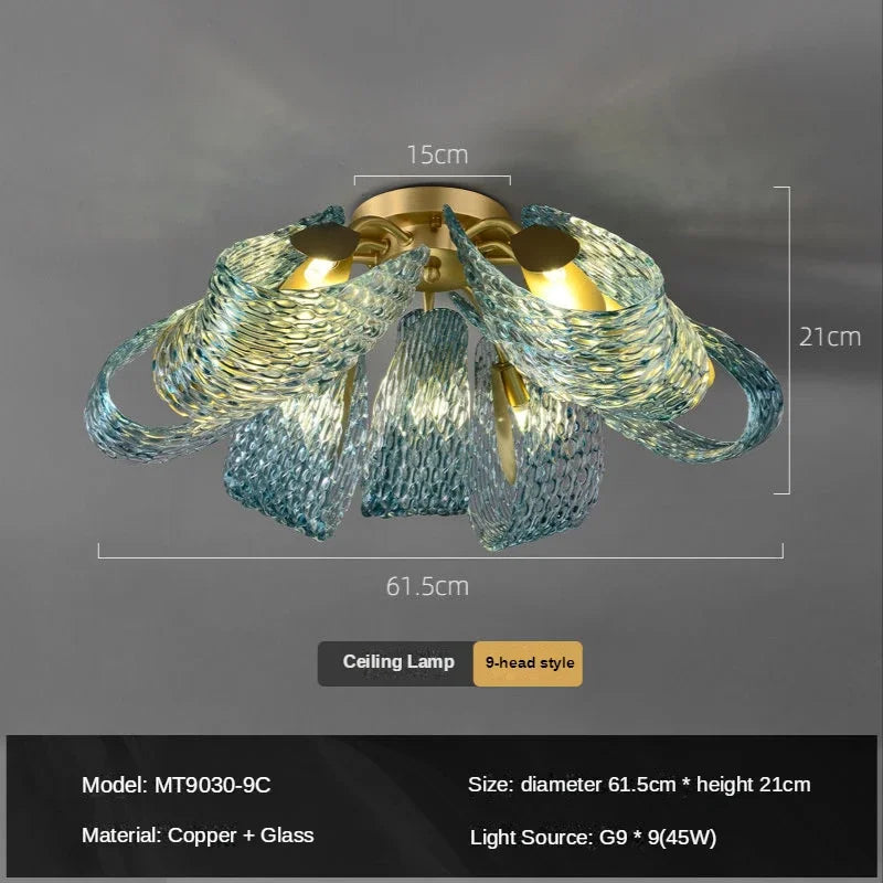 DecorBites™ Luxe Copper Leaf LED Ceiling Chandelier for Home, Bedroom, and Dining Room