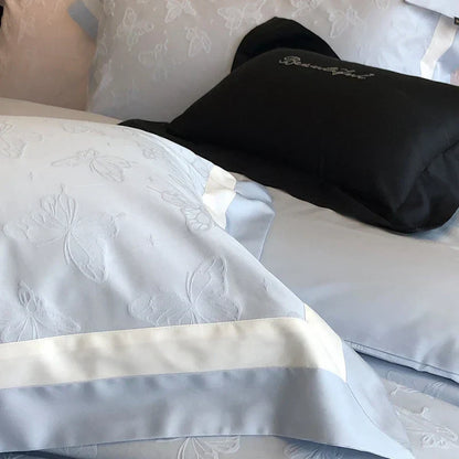 DecorBites™ Butterfly Jacquard Bedding Set - 4Pcs Brushed Lyocell Cotton Duvet Cover & Sheet