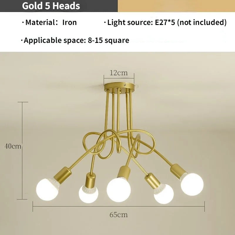 DecorBites™ Gold Black Sputnik Chandelier Pendant Light for Living Room Bedroom Farmhouse