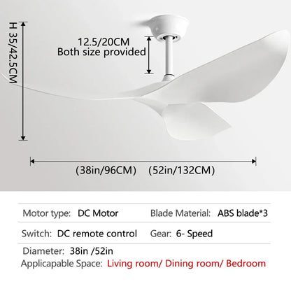 DecorBites™ 52" Modern DC Ceiling Fan with Remote Control for Living Room, Restaurant, Office