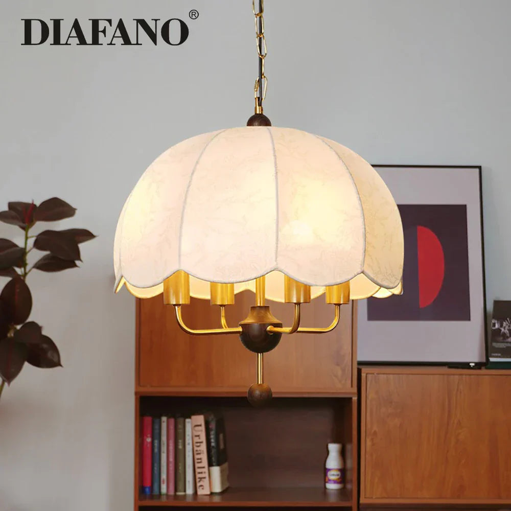 DecorBites™ Korean Fabric Pendant Light for Bedroom Study Hotel Chandelier LED Lamp
