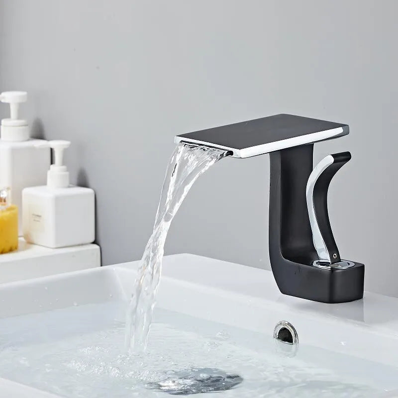 DecorBites™ Gold & Black Brass Bathroom Basin Faucet Cold Hot Water Mixer Sink Tap