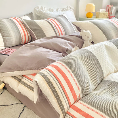 DecorBites™ Cotton Jacquard Bedding Set - Single Double Queen King Size Bedclothes