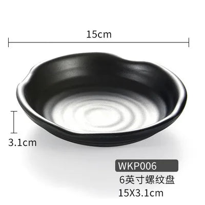DecorBites™ Black Melamine Plastic Dipping Sauce Dish Bowl Set - Pack of 4