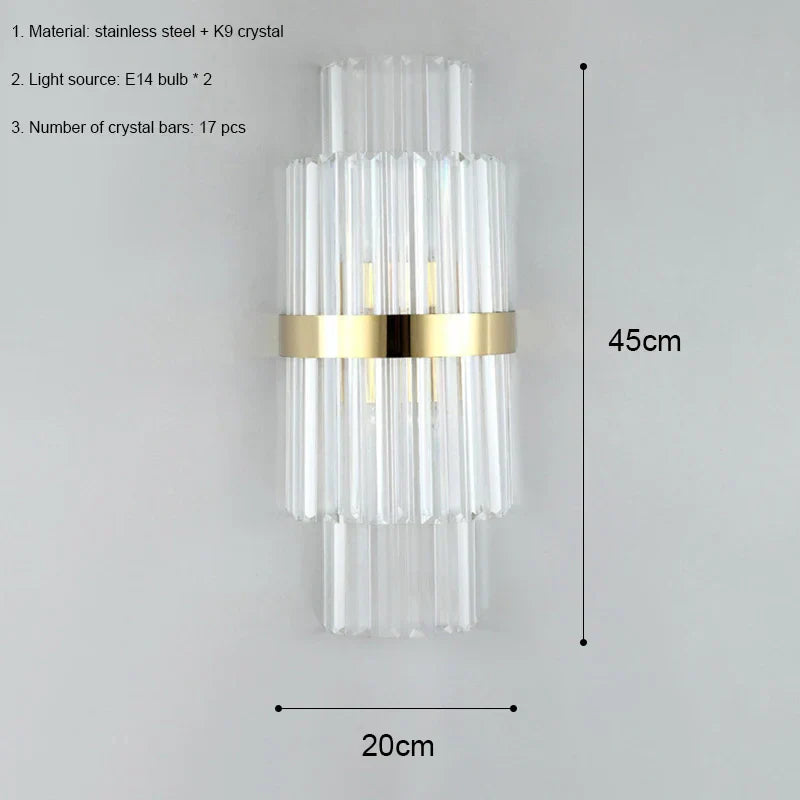 DecorBites™ Crystal LED Wall Lamp Modern Luxury Light Gold Sconces for Living Room Bedroom