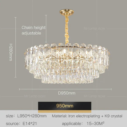 DecorBites™ Crystal Chandelier LED Light: Modern Luxury Restaurant Hall Lighting
