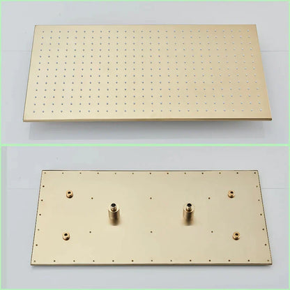 DecorBites™ Brushed Gold LED Thermostatic Shower Faucet Set with Ceiling Rainfall Shower Head
