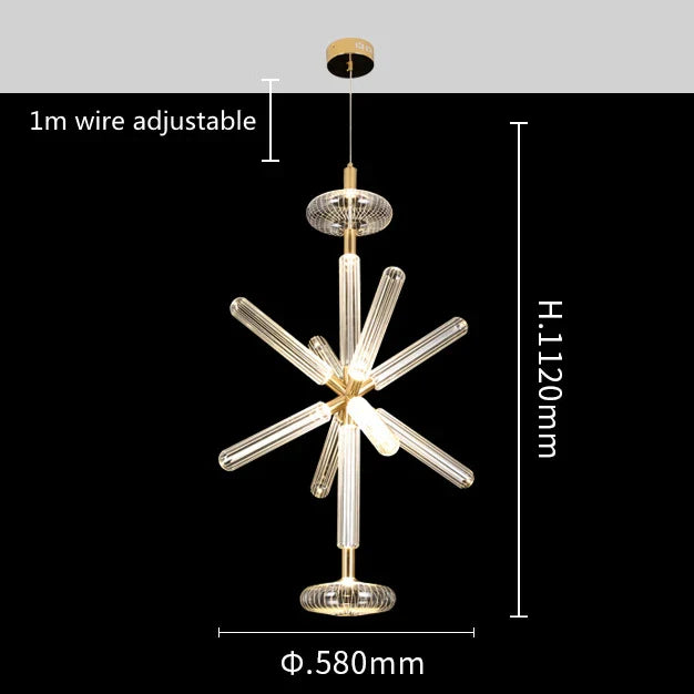 DecorBites™ Glass Tubes Chandelier LED Pendant Lamp for Modern Luxury Lighting