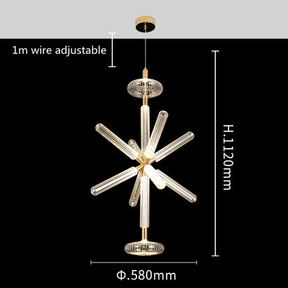 DecorBites™ Glass Tubes Chandelier LED Pendant Lamp for Modern Luxury Lighting