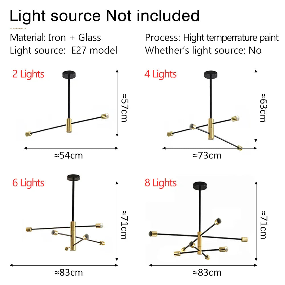 DecorBites™ LED Ceiling Lights Industrial Iron Black Golden Nordic Minimalist Décor