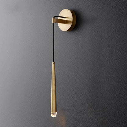 DecorBites™ Crystal Water Drop Wall Sconce for Bathroom & Bedroom, Gold LED Mirror Light