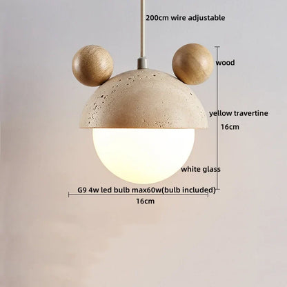 DecorBites™ LED Pendant Light Stone Wood Glass Nordic Modern Hang Lamp