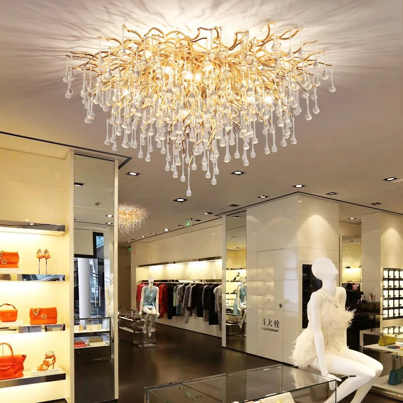 ™ Gold Crystal LED Ceiling Chandelier for Elegant Spaces