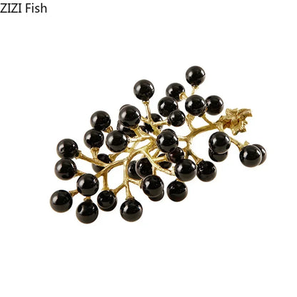 DecorBites™ Brass Crystal Grape Ornaments | Modern Desk Decoration Sculpture