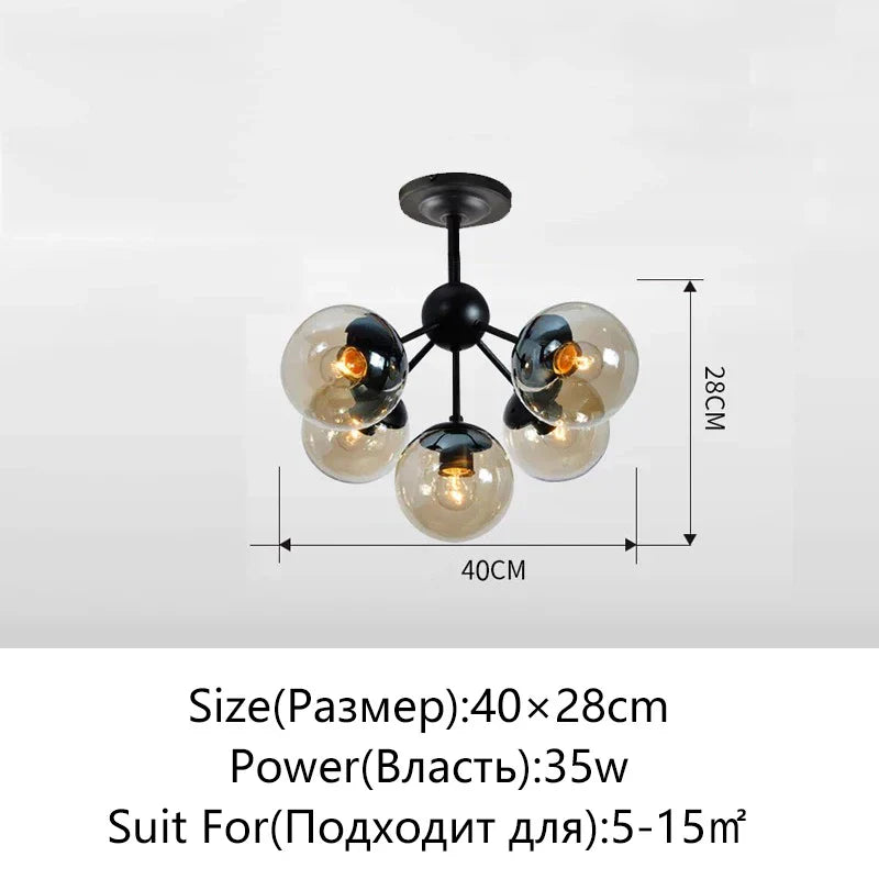 DecorBites™ Glass Ball Chandelier Modern Minimalist Decor Lighting