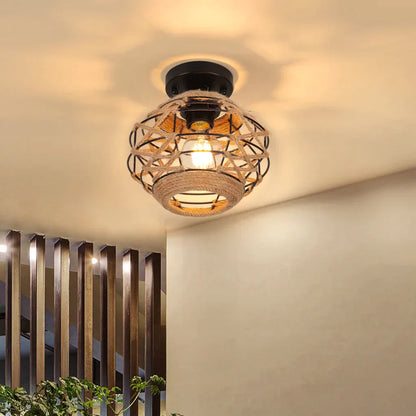 DecorBites™ Hemp Rope Ceiling Chandelier for Bedroom Living Room Kitchen LED