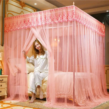 DecorBites™ Lace Mosquito Net with Stainless Steel Bracket - Queen Size Bed Tent