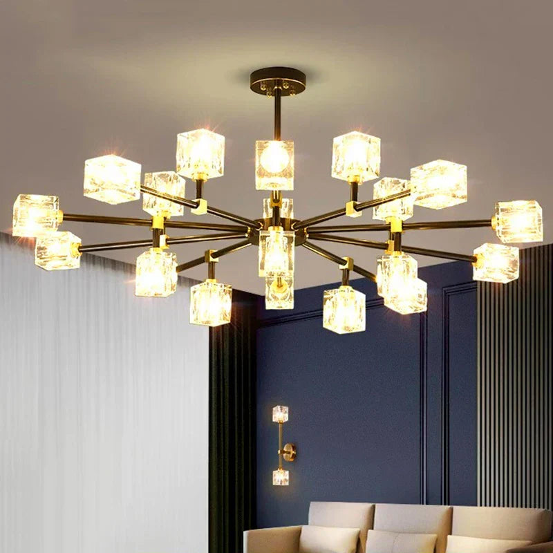 DecorBites™ Crystal Chandelier Pendant Light for Living Room Bedroom Ceiling, Luxury Indoor Lighting